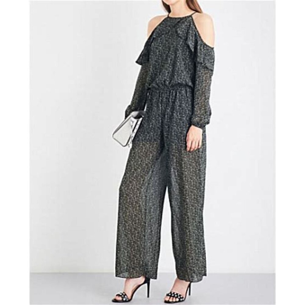 Michael Michael Kors Size Small Cold/Off The Shoulder Floral Ruffle Jumpsuit